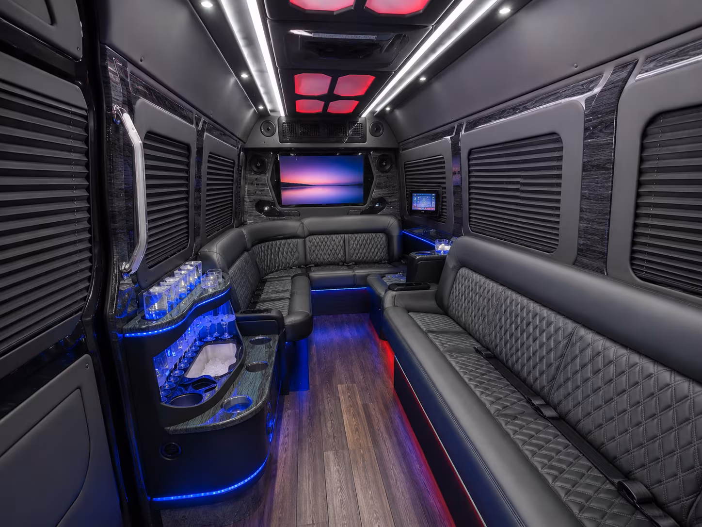 asheville 50 passenger party bus inside